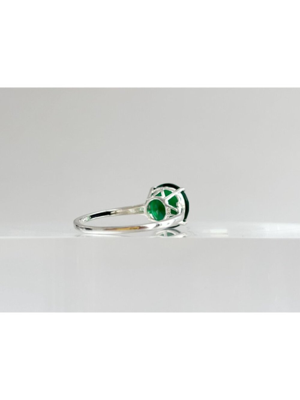 Green Tourmaline Round Cut Solitaire Sterling Silver 925 Vintage Ring - sz 10 - Picture 2 of 15